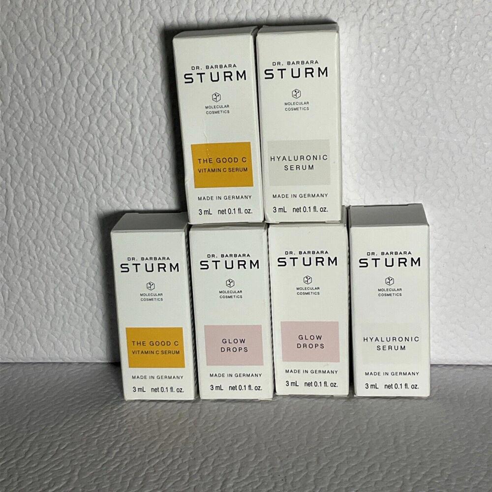 Set of 6 X 3mL Barbara Sturm - The Good C + Glow Drops + Hyaluronic Serum NEW